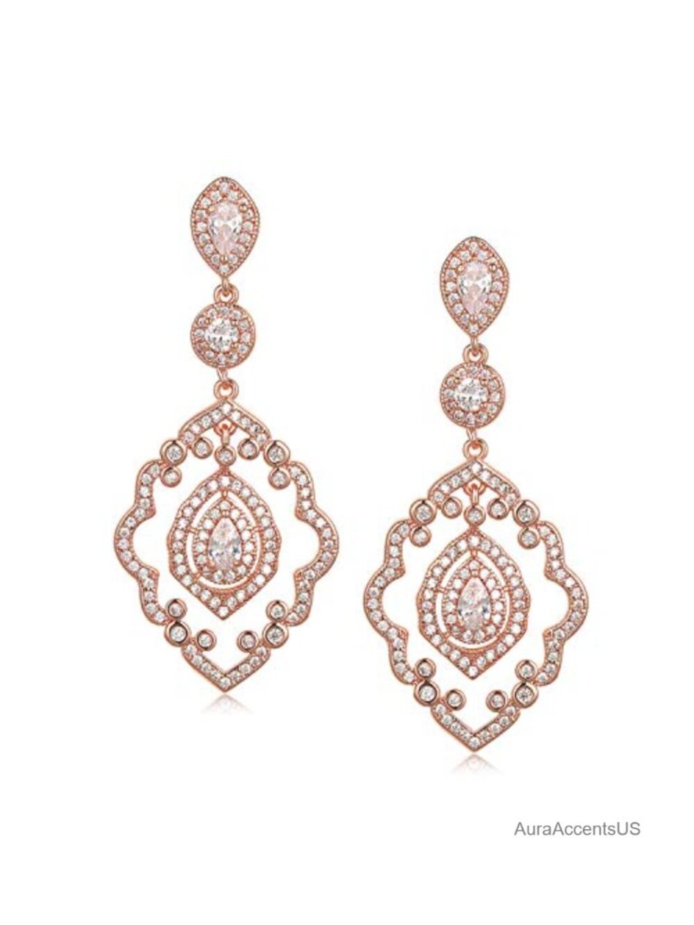 Cubic Zirconia Art Deco Chandelier Bridal Earrings